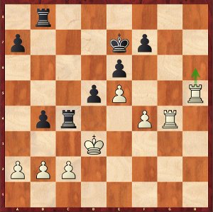 Mvl-Carlsen, ronde 2 ; au lieu de 32.Th6, Maxime a opté pour 32.Tgh4?.