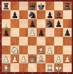   Carlsen-Mvl, ronde 7 ; 13…a5, une impro de Maxime sur l’échiquier.