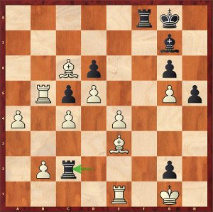 Carlsen-Mvl (analyse) ; 34…Tc2! en fin de variante, un coup évident, mais pour la machine !