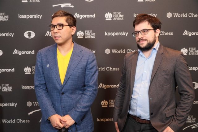 Interview d’après-match avec le futur vainqueur à Berlin (Photo : World Chess).