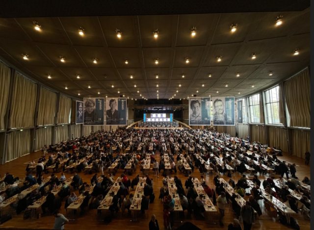 View (incomplete!) of the playing hall (Photo: Grenke Chess)